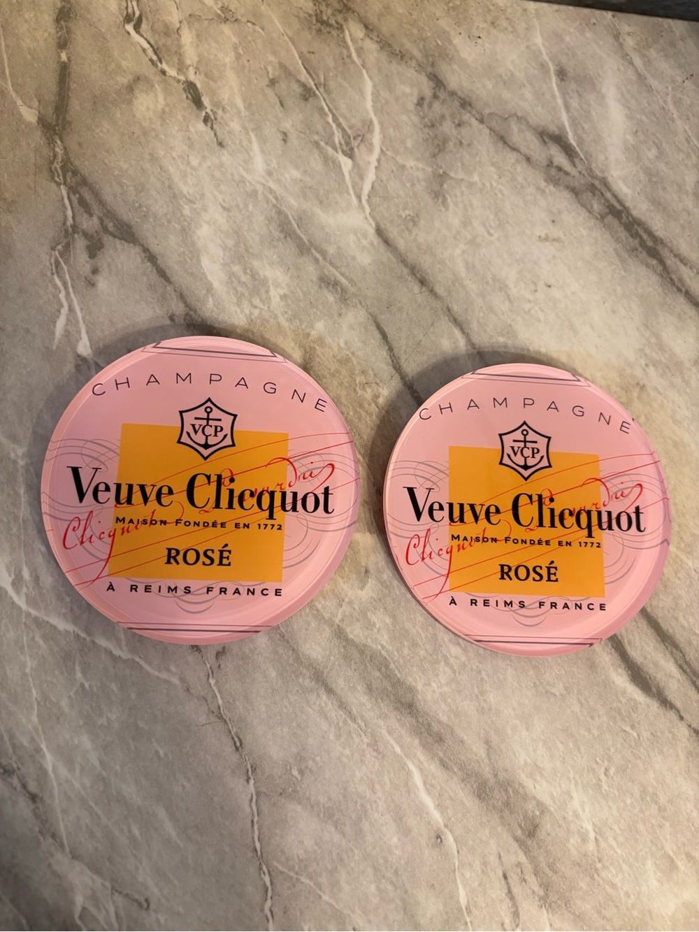 Veuve Clicquot Rosé Pink Champagne Coasters - Set of 2